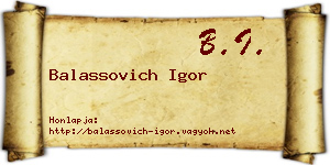 Balassovich Igor névjegykártya